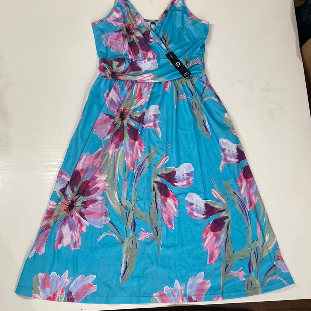 Ouges V-Neck Spaghetti Strap Summer Floral Dress Size Small
